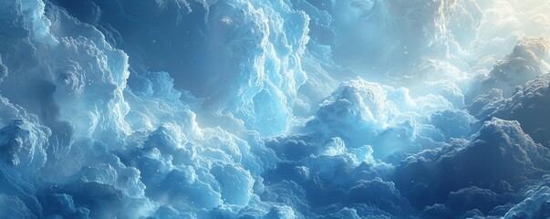 Obraz premium Breathtaking view of fluffy white clouds set against a brilliant blue sky, creating a serene and tranquil atmosphere.