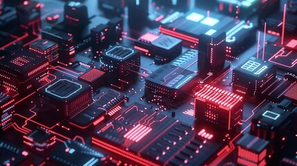 Digital fortress fortifying an array of devices against cyber threats, evoking a futuristic mood