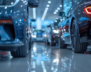 Luxurious Car Dealership Showroom with Premium Models on Display for Retail Shopping Experience