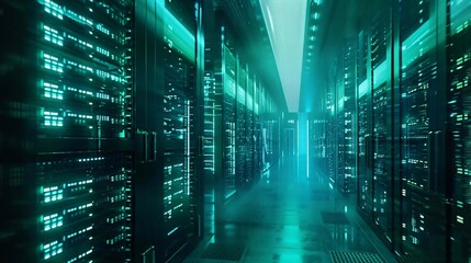 Fototapeta premium Futuristic bulwark safeguarding a web of terminals from virtual perils, evoking a scifi ambiance