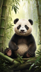 Obraz premium A wild panda with black eyes and a white face ai generative