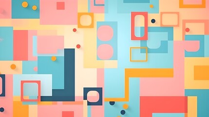 Colorful Geometric Pastel Compositions in Minimalist Abstract Design