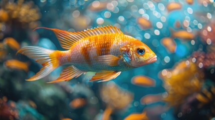 Obraz premium fish in aquarium HD 8K wallpaper Stock Photographic Image