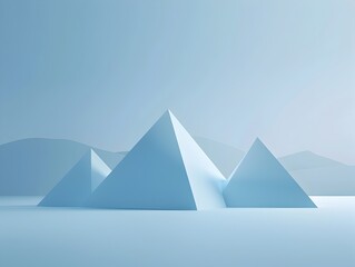Minimalist Geometric Pyramids in Serene Tetradic Color Scheme