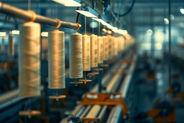 Production of nylon thread in a factory 