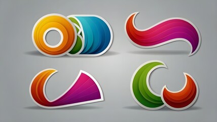 a collection of vibrant page curl sticker templates