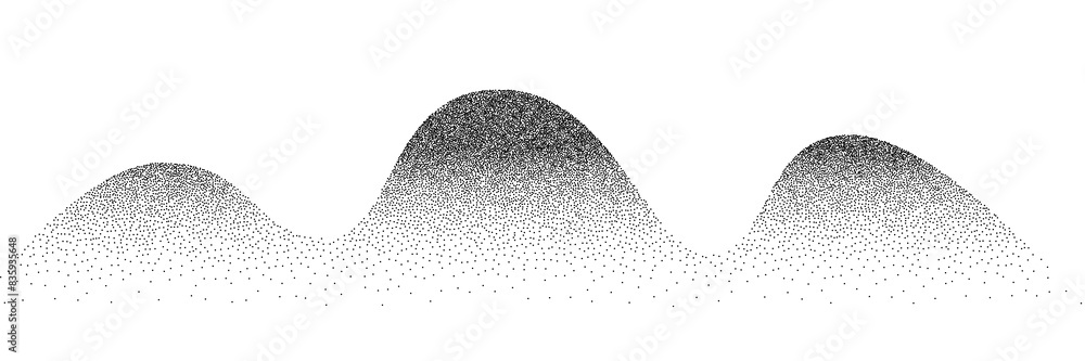 Poster dotwork wave grain pattern background. abstract dot stipple lines. vector illustration isolated on w