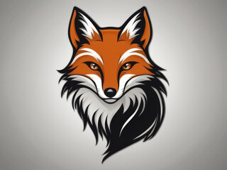 3d illustration cute single fox head vector design , fox logo with white backround water color	