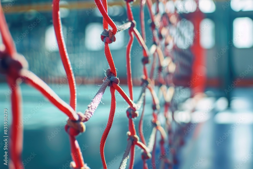 Aufkleber A detailed view of a chain link fence with mesh links and posts, suitable for use in architecture, construction, or outdoor settings