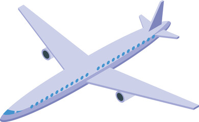 Vector graphic of a purple and blue isometric airplane, suitable for various design projects
