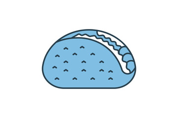 Taco icon. icon related to fast food. suitable for web site, app, user interfaces, printable etc. flat line icon style. simple vector design editable