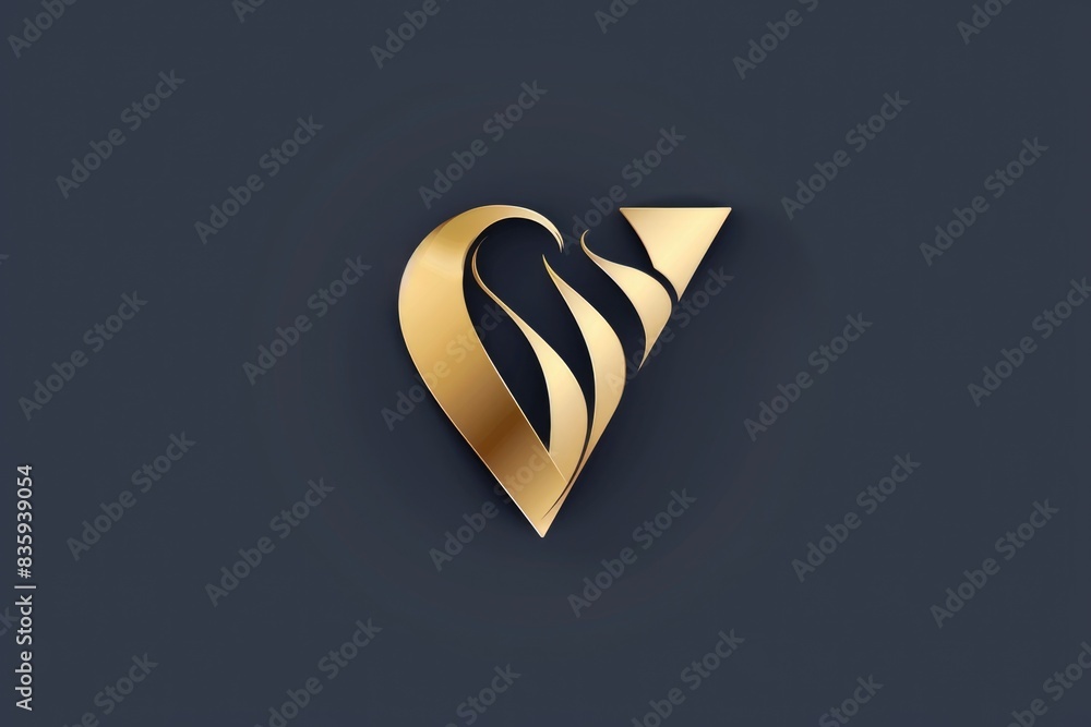 Poster a minimalist design featuring a gold v logo on a dark background, suitable for use in business or br