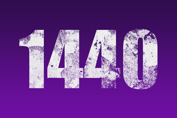 flat white grunge number of 1440 on purple background.
