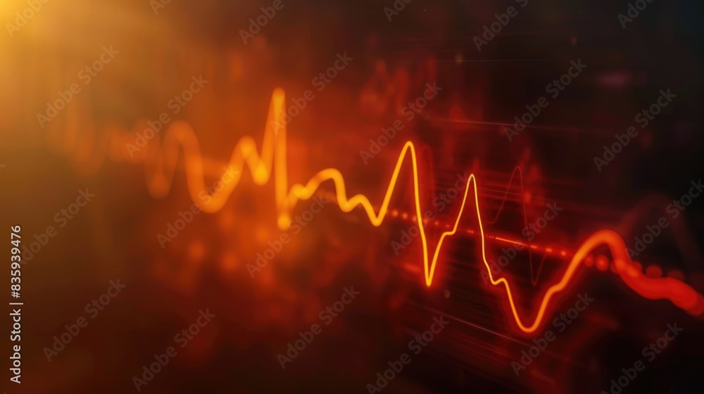 Poster a close-up of an ecg line on a computer screen, suitable for use in medical settings or educational 