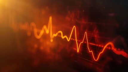 A close-up of an ECG line on a computer screen, suitable for use in medical settings or educational materials