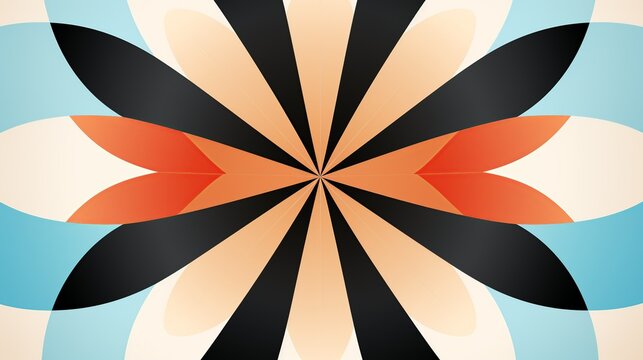 Symmetrical patterns radiating outward from a central point, creating a sense of balance and harmony. Painting Illustration style, Minimal and Simple,