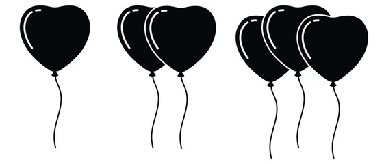 Bunch of party balloons decoration balloon vector icons.Birthday celebration event symbols. Simple flat vector icon.
