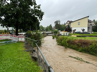 River overflowing due to flooding in Germany