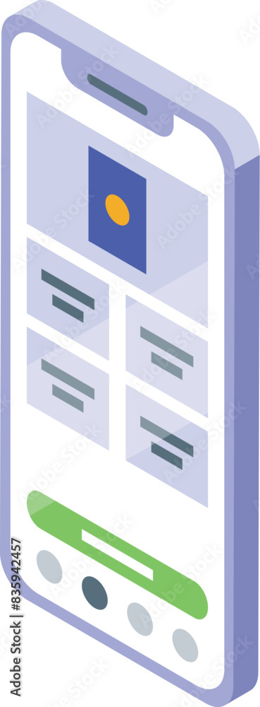 Poster isometric smartphone interface illustration with modern technology and stylish design for mobile pho