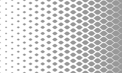 Horizontal halftone with grey ogee pattern background. Vector Illustration.