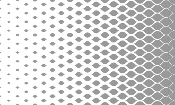 Horizontal halftone with grey ogee pattern background. Vector Illustration.