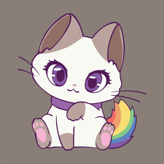 Cute cat with rainbow tail representing lgbt community, Pride month mascot