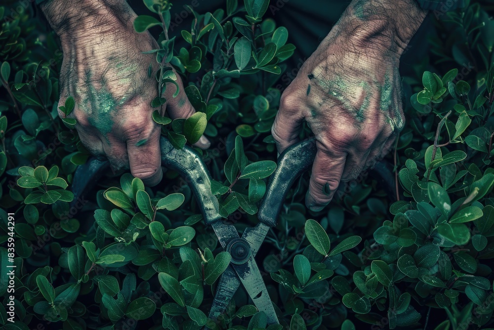 Poster a pair of hands holding a pair of scissors