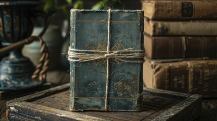 Classic novels tied with twine speak of timeless adventures, each book a journey through history and imagination, evoking a love of literature.