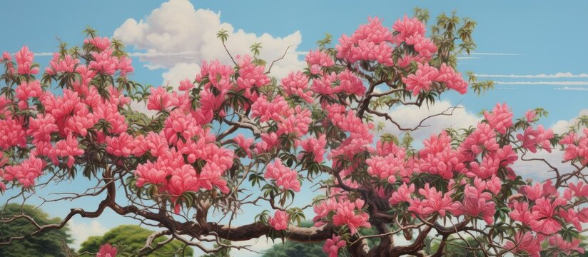 I don t know lemon Carissa carandas Ripe beautiful pink trees. Creative banner. Copyspace image