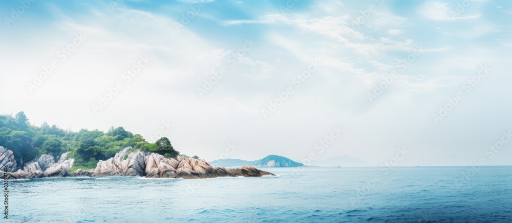 Sticker Blurred landscape on sea side for background and wallpaper copy space off travel concept footage