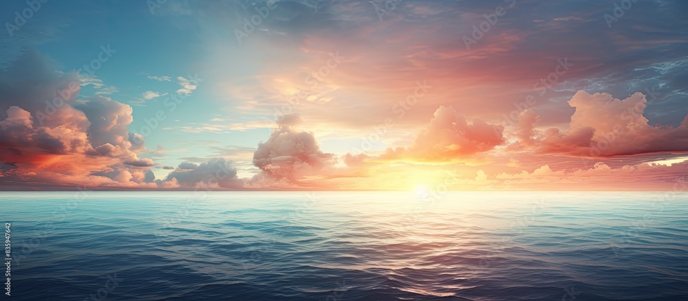 Wall mural beautiful sunrise over the sea. creative banner. copyspace image - Wall murals