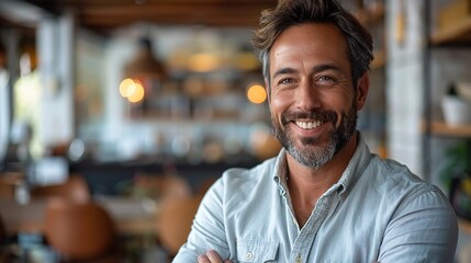 Fototapeta premium portrait of handsome confident smiling businessman standing in the office and looking at camera. stock image
