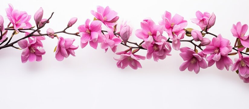 Bauhinia orchid trees Other common names include mountain ebony and kachnar Isolated on white background. Creative banner. Copyspace image