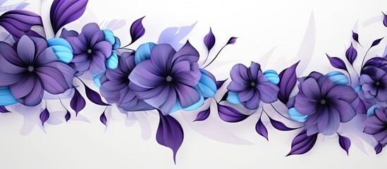 Obraz premium Beautiful abstract blue and purple flowers on white background black flower frame dark leaves texture purple background purple background flowers for Christmas and valentine celebrations