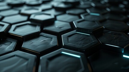 Fototapeta premium Futuristic interconnected hexagonal grids in 3D