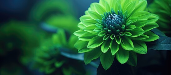 Flower of powerfull colour green. Creative banner. Copyspace image