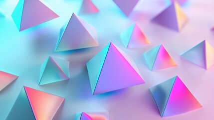 Floating 3D pyramids with gradient design