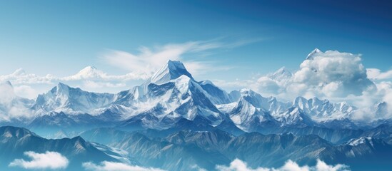 view of Dhaulagiri Range from Jaljala. Creative banner. Copyspace image