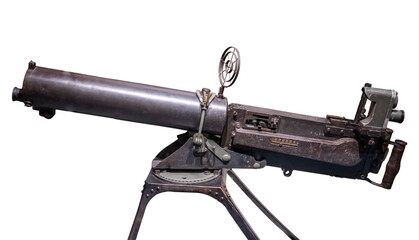 machine gun of  World War I , isolated on white