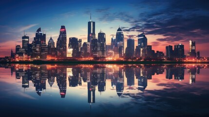 Fototapeta premium city skyline at sunset