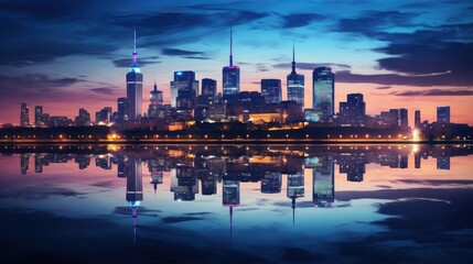 Naklejka premium city skyline at night