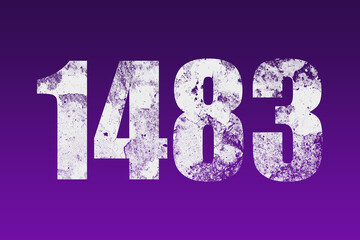 flat white grunge number of 1483 on purple background.