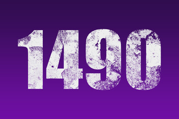 flat white grunge number of 1490 on purple background.