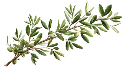 branch of olive tree isolated on white or transparent png