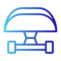 Skateboard icon with gradient outline style