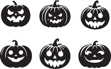 SET Pumpkin for halloween silhouette vector EPS