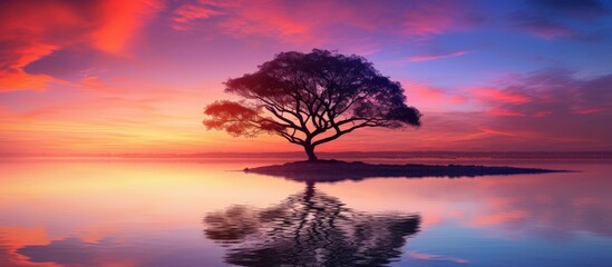 Obraz premium A colorful beautiful sunset evening. Creative banner. Copyspace image