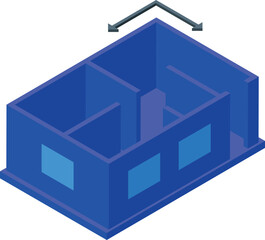 Minimalist isometric blue house design vector illustration for modern suburban real estate investment concept