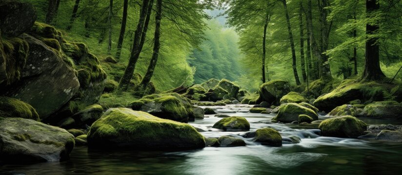 view of the ramsauer ache torrent. Creative banner. Copyspace image