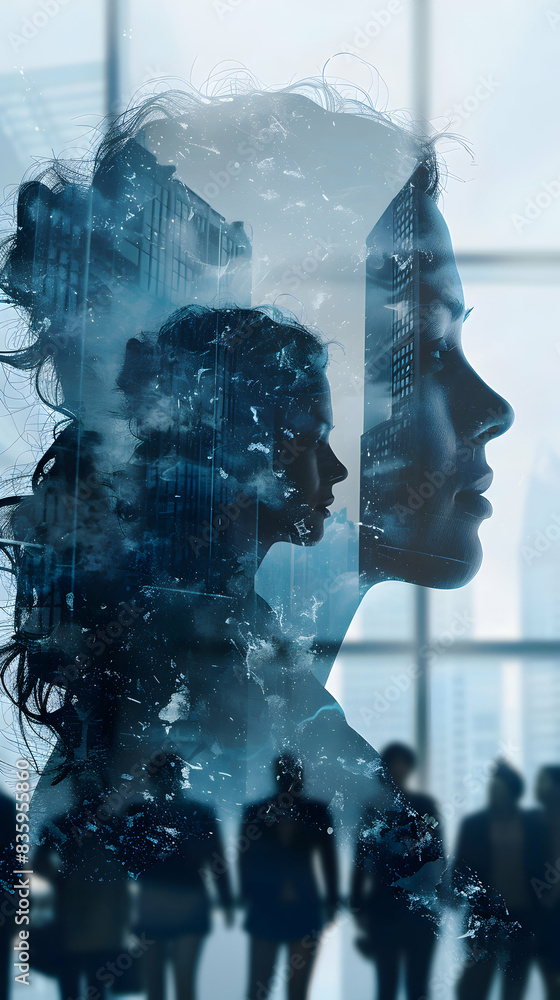Poster dynamic conceptual image of a department head inspiring team interaction and collaboration during a 